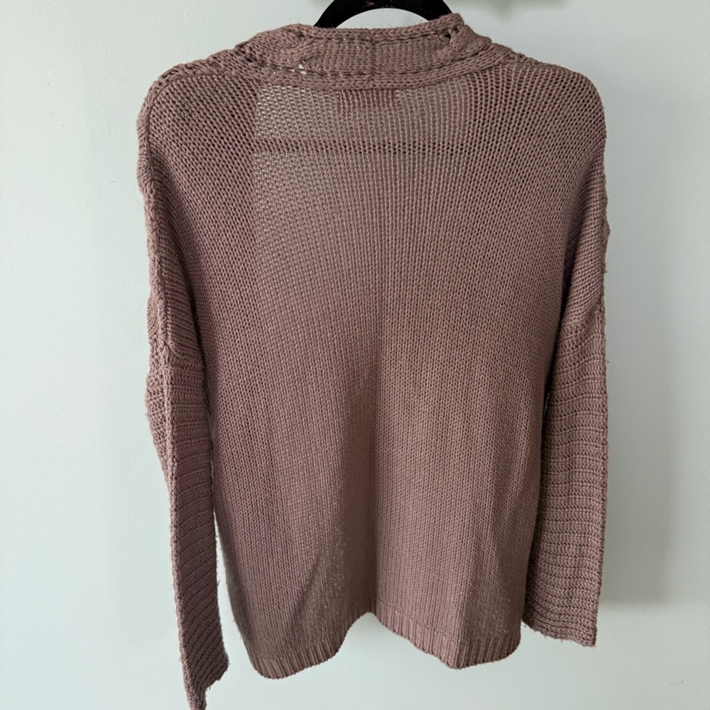 No Comment Cozy Knit Open-Front Cable Knit Cardigan Sweater Size Medium - Picture 5 of 7